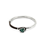 UNO de 50 | Pulsera Fina para Mujer | Cuero y Bañada en Plata de Ley | Cristal Facetado Verde | Talla M | Joya Artesanal | Hecho en España