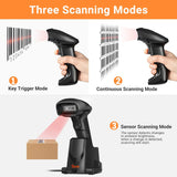 Tera Escáner de código de Barras 2D QR inalámbrico con Base de Carga USB Lector de códigos de Barras de Mano Escaneado rápido y preciso 2D QR 1D códigos de Barras 3en1, D6100-NEW