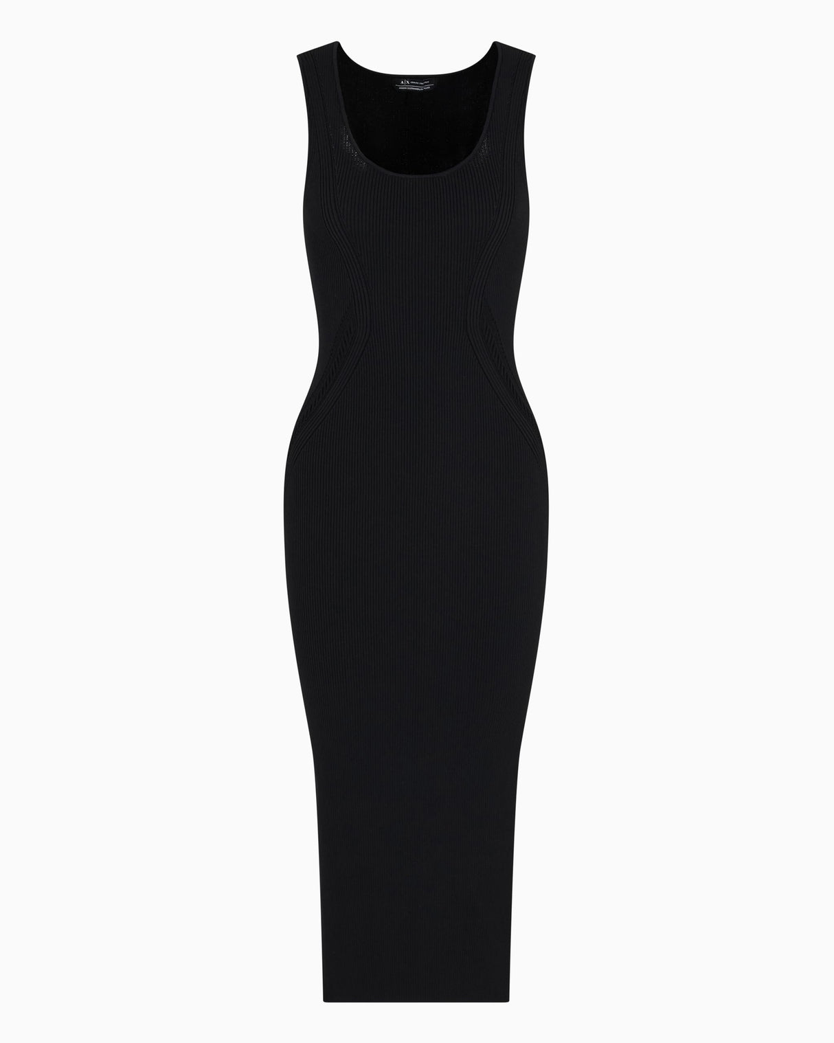 Armani Exchange Arte Sella, Sustainable, Metal Logo Plate Vestido, Negro, L Mujeres