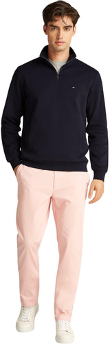 Tommy Hilfiger Sudadera con cremallera Hombre Essential Intechno 1/4 Zip con cuello alto, Azul (Desert Sky), 3XL