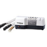 Chef's Choice - Cuchillo híbrido de diamante que combina afilado eléctrico y manual para cuchillos rectos y dentados de 20 grados, 3 etapas, color blanco