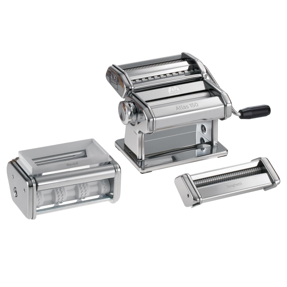 Marcato Pasta Set Máquina para Pasta Manual con Accesorios Incluido, Acero Cromado, Plata, 20 X 20.7 X 15.5 Cm