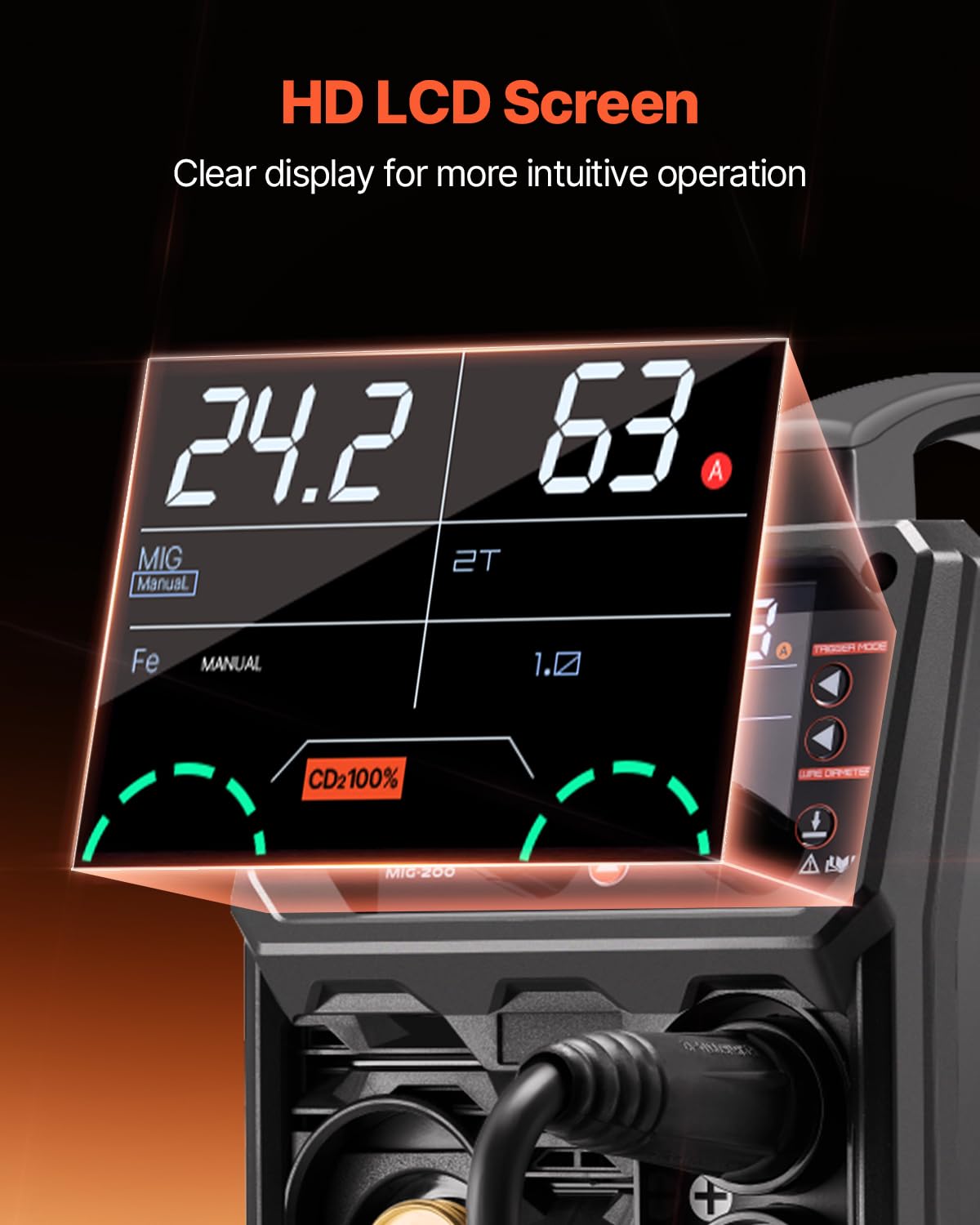VEVOR Máquina de Soldadura MIG Sinérgica de 200 A, Máquina de Soldadura Multiproceso 4 en 1 con Tecnología de Inversor IGBT y Pantalla LCD, de Forma más Inteligente, 430 x 180 x 320 mm, Negro