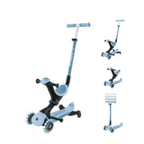 Globber - GO•UP Deluxe Lights Eco 360 - Patinete evolutivo de 3 Ruedas con Asiento Giratorio 360°, reposapiés, Luces LED y Materiales sostenibles, de 15 Meses a 6 años - arándano