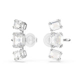 Swarovski Pendientes de clip Millenia, Talla octogonal, Blancos, Baño de rodio