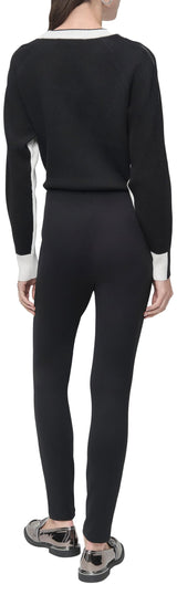 DKNY Pull On Ponte Pant W/Zipper Detail Pantalones, Negro, L Mujeres