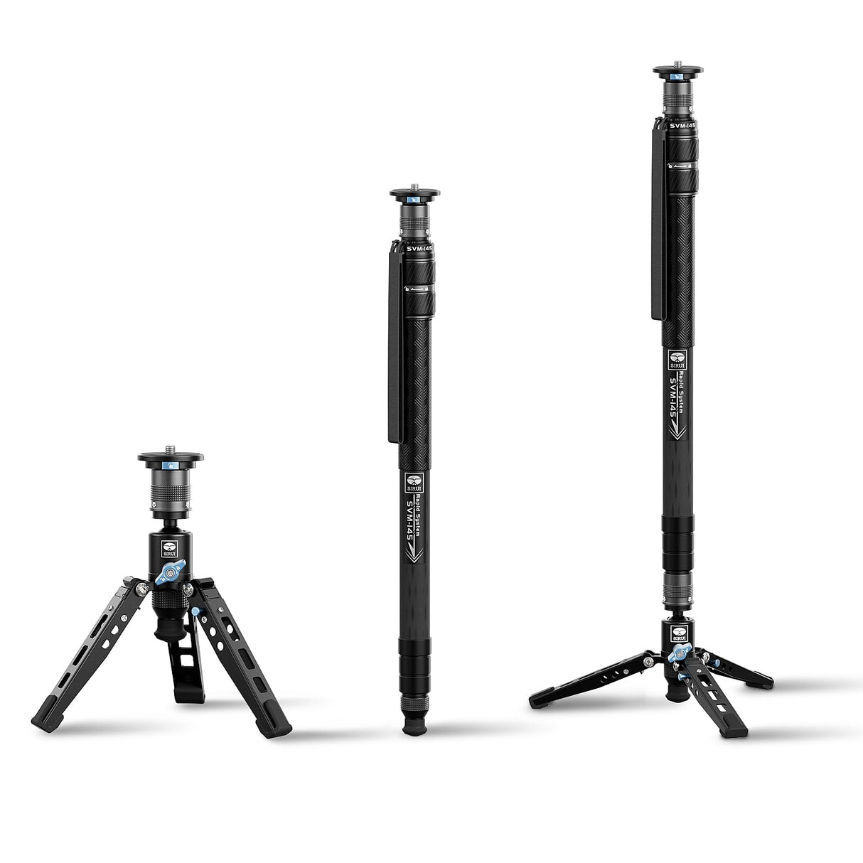 SIRUI Monopié para Cámara SVM-145, Monopié de Fotografía de Carbono de 145cm con Pies, Ajuste Rápido de Altura en un Solo Paso, Monopié de Viaje para DSLR, Carga Máxima 22 Libras