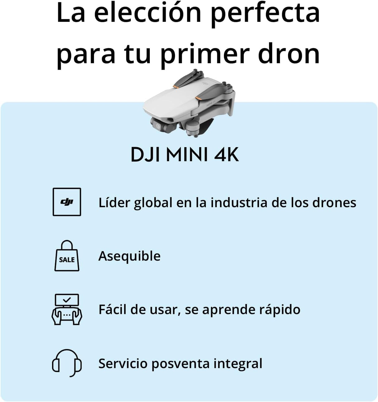 DJI Mini 4K Bundle, Dron Con Cámara 4K UHD, Menos de 249 g, Estabilización Cardán de 3 Ejes, Transmisión de Vídeo de 10Km, Retorno Automático, Resistencia al Viento, 1 Batería Para 31 min de vuelo, C0