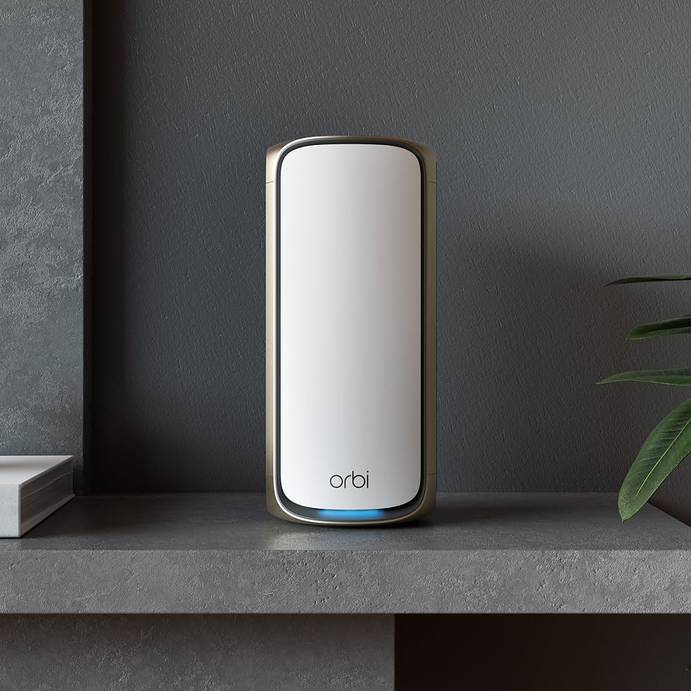 Netgear Orbi Satélite Mesh Adicional WiFi 7 Serie 970 Quad-Band RBE970 | Funciona con Orbi RBE972S y RBE973S |amplía la Cobertura up to 300 m2s |BE27000 802.11be (hasta 27Gbps)