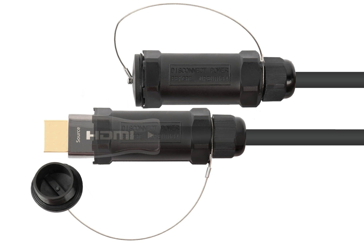 Python AOC Hybrid - Cable HDMI 2.0b de alta velocidad (70 m, conductor de cobre+fibra de vidrio, fibra de acero, fibra Kevlar, protección contra roedores, resistente a pisadas, 4 K@60 Hz, 18 GBit/s)