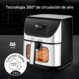 Ufesa Freidora de Aire Swan Elegance 7.5L 2200W, Pantalla Digital Interactiva TFT 4.3", App Inteligente, 10 Programas, Ventana con Luz Interior y Tecnología Air Pulse Ultra 360ºC con Doble Resistencia