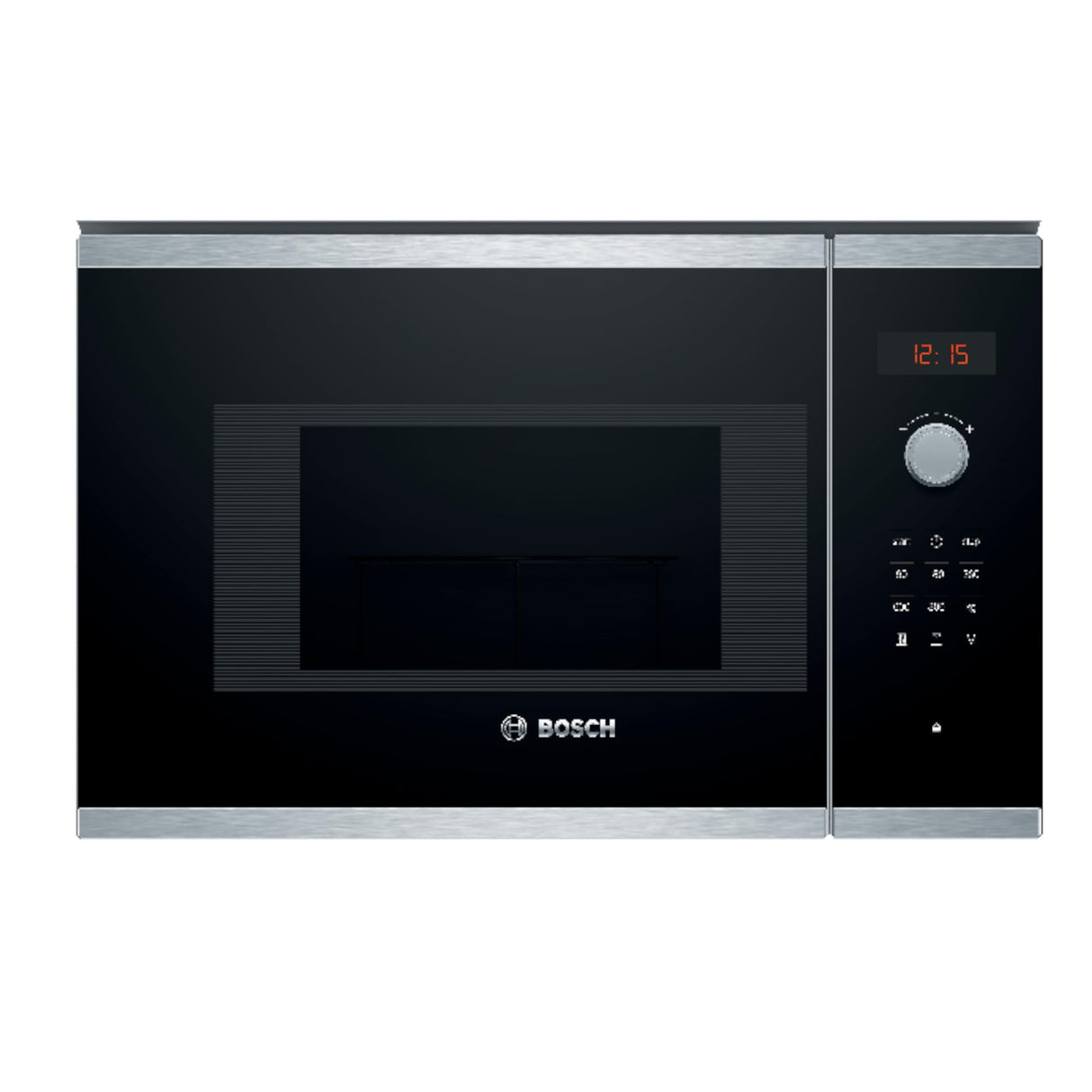 Bosch - Microondas Integrable, 800 W, 20 litros, Serie 4, Grill, Negro/Inox, BEL523MS0