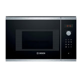 Bosch - Microondas Integrable, 800 W, 20 litros, Serie 4, Grill, Negro/Inox, BEL523MS0