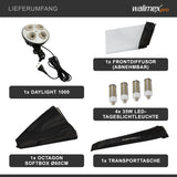 Walimex pro Octagon Softbox Ø 60 cm Incluye 4 Unidades de 35 W Daylight LED (5000 K), difusor y Bolsa a Juego, CRI 90+, Ideal para fotografía y vídeo
