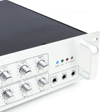 BeMatik - Amplificador para sonorización Profesional de 700W 110V 4 Zonas con Mic AUX MP3 Rack