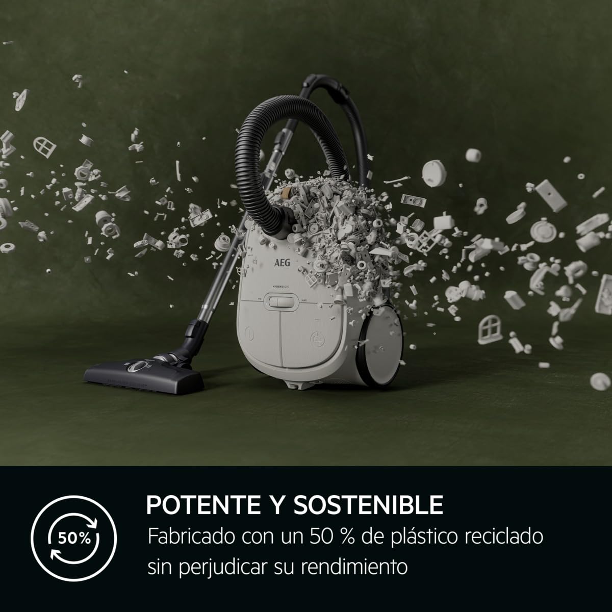AEG AB61H6SW Aspiradora de Trineo con Bolsa, 850W de Potencia, 3,5L de Capacidad, Radio de acción 12m, Ruedas XL, Filtro Lavable, 3 cepillos + 3 Accesorios, 10 años garantía Motor, Blanco