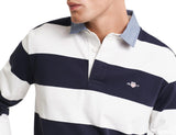 GANT Reg Chambray Stripe Heavy Rugger Camiseta, Fuente de Huevo, L Hombres