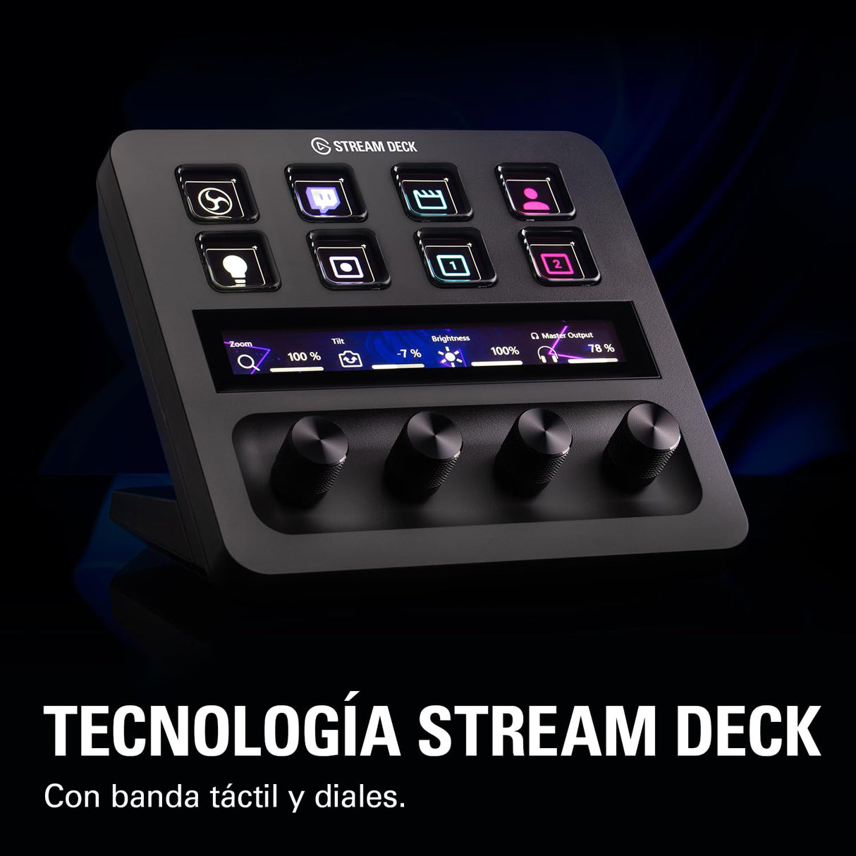 Elgato Stream Deck +, mezclador de audio, controlador de directo y estudio para creación de contenido, streaming, juegos, con banda táctil, diales y teclas LCD personalizables, funciona con Mac y PC
