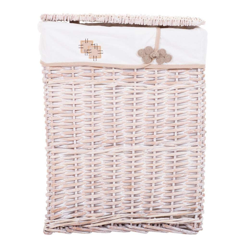 Creaciones Meng Cestos de Ropa y Cuévanos, Mimbre y Tela, Off Blanco, 44x56x33 cm, 5 Unidades