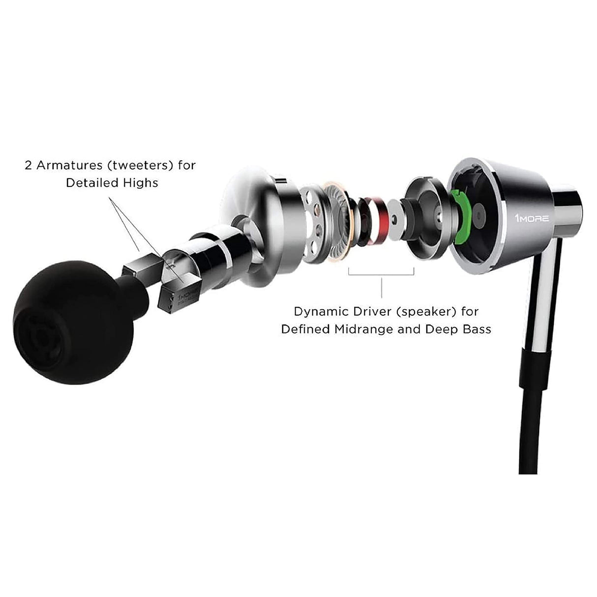 1MORE Triple Driver E1001 Auriculares In-Ear con Micrófono/Remoto, Auricular con 3,5 mm Jack, Sonido Hi-Res, Auriculares HiFi estéreo Sonido
