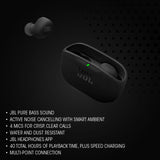 JBL Wave Buds 2, Auriculares True Wireless con cancelación de Ruido Activa, Bluetooth, hasta 40 hrs de autonomía, Sonido Pure Bass, Smart Ambient, conexión multipunto, Negro
