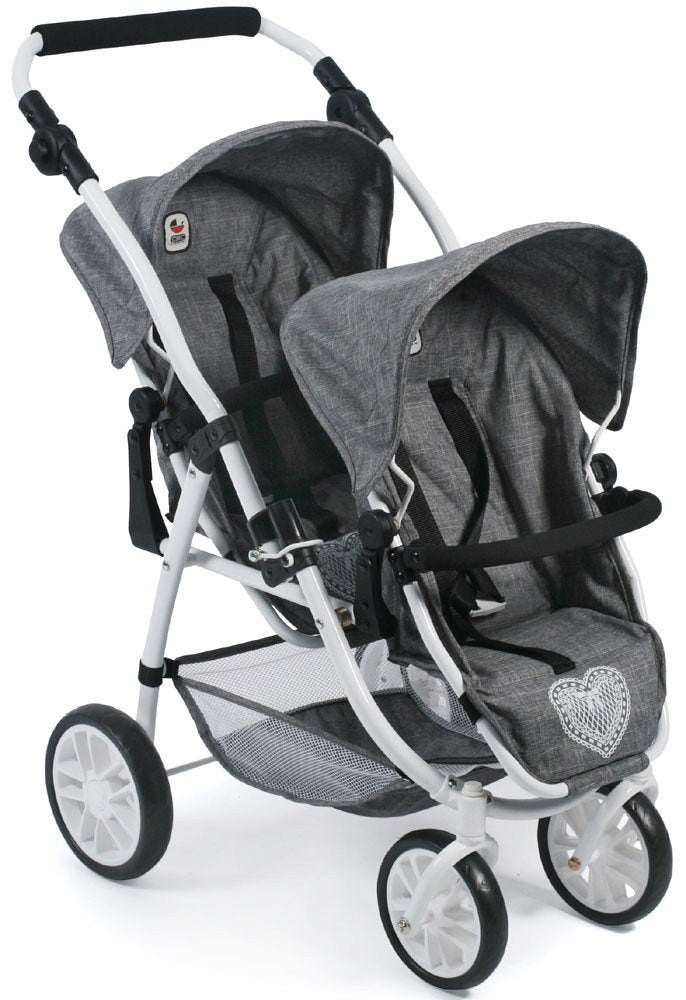 Bayer Chic 2000 68976 Tandem-Buggy Vario - Coche de muñeca, gris (gris jeans), de 3 a 7 años.