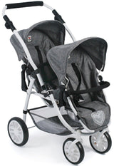 Bayer Chic 2000 68976 Tandem-Buggy Vario - Coche de muñeca, gris (gris jeans), de 3 a 7 años.