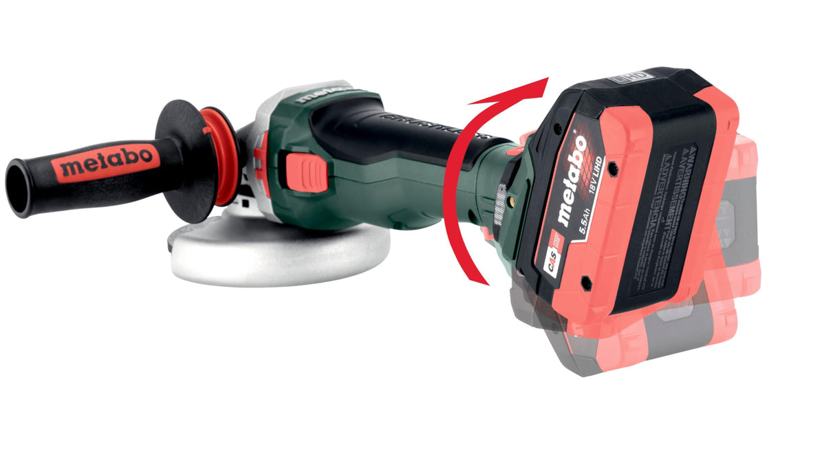 metabo Amoladora angular inalámbrica WB 18 LTX BL 15-125 Quick – 18 V, 125 mm, 10.000 rpm – Sin escobillas, con tuerca de liberación rápida, freno y protección contra sobrecarga, inalámbrica y potente