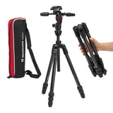 Manfrotto Befree GT Pro - Trípode de Viaje de Fibra de Carbono de 4 Secciones con Cabezal de Giro e inclinación de 3 vías, Color Negro