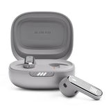 JBL Live Flex, Auriculares In Ear inalámbricos con estuche de carga inteligente, tecnología Bluetooth y de cancelación adaptativa de ruido, llamadas manos libres y hasta 40 horas de autonomía, plata