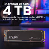 Crucial T705 SSD 2TB PCIe Gen5 NVMe M.2 SSD Interno Gaming, hasta 14.500MB/s, Microsoft DirectStorage, Compatibilidad PCIe 4.0, Disco Duro SSD - CT2000T705SSD3