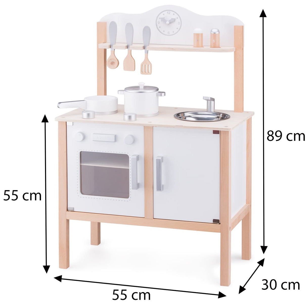 New Classic Toys New Classic Toys-11050 11050-Cocina Moderna, Color Madera, Blanco (11050)
