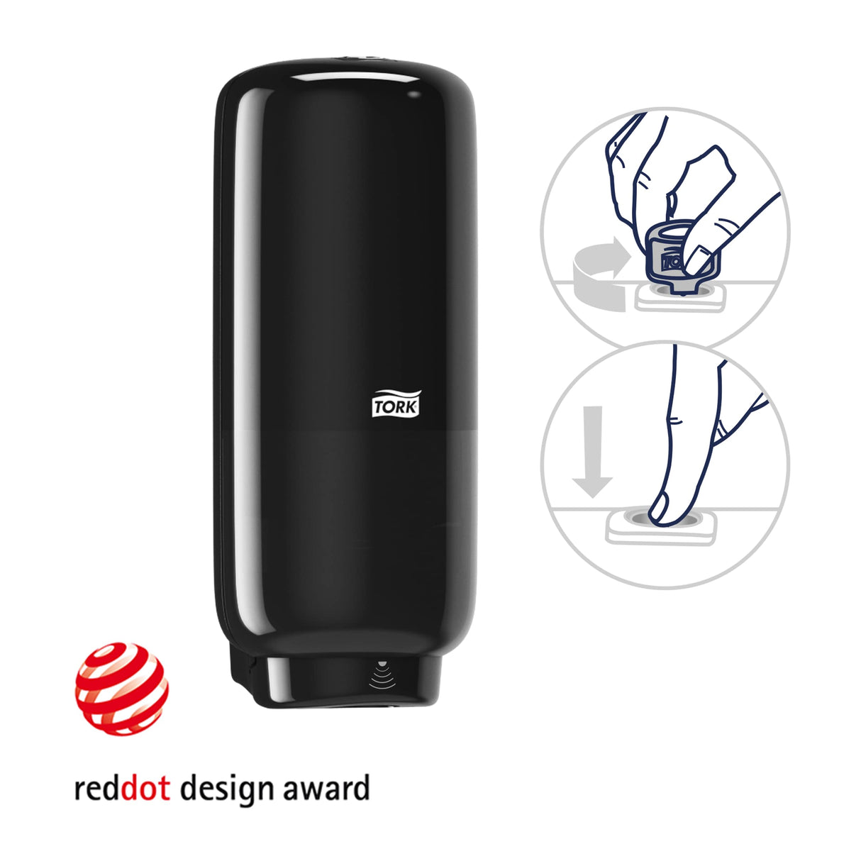 Tork Dispensador para el Cuidado de la Piel con Sensor Intuition Negro S4, Para jabón y desinfectante de manos, Línea Elevation, 561608