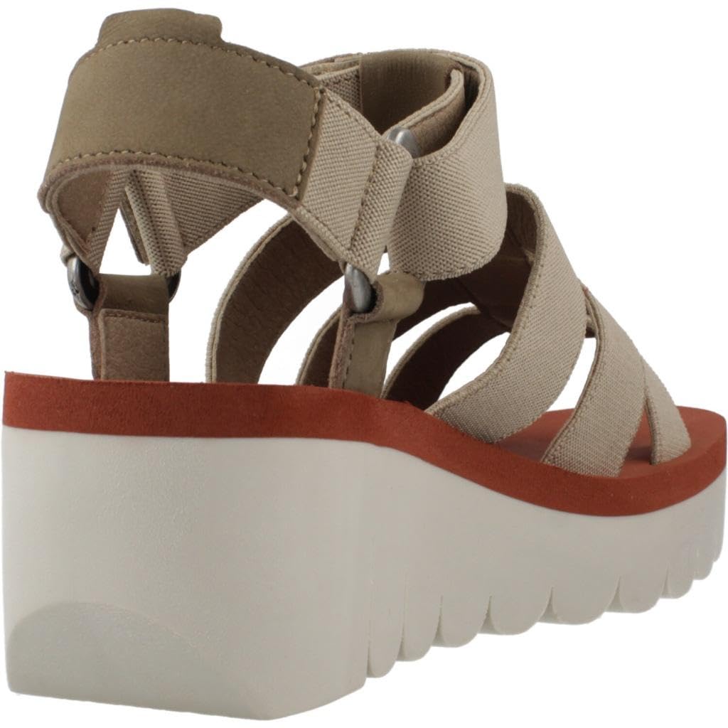 Fly London YOJI198FLY, Sandalias Mujer, Military/Beige/Brick, 38 EU