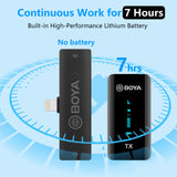 Boya XM6-S3 - Micrófono inalámbrico para iPhone, micrófono inalámbrico de 2,4 GHz con Pantalla OLED y micrófono Incorporado para Youtube, Vlogging