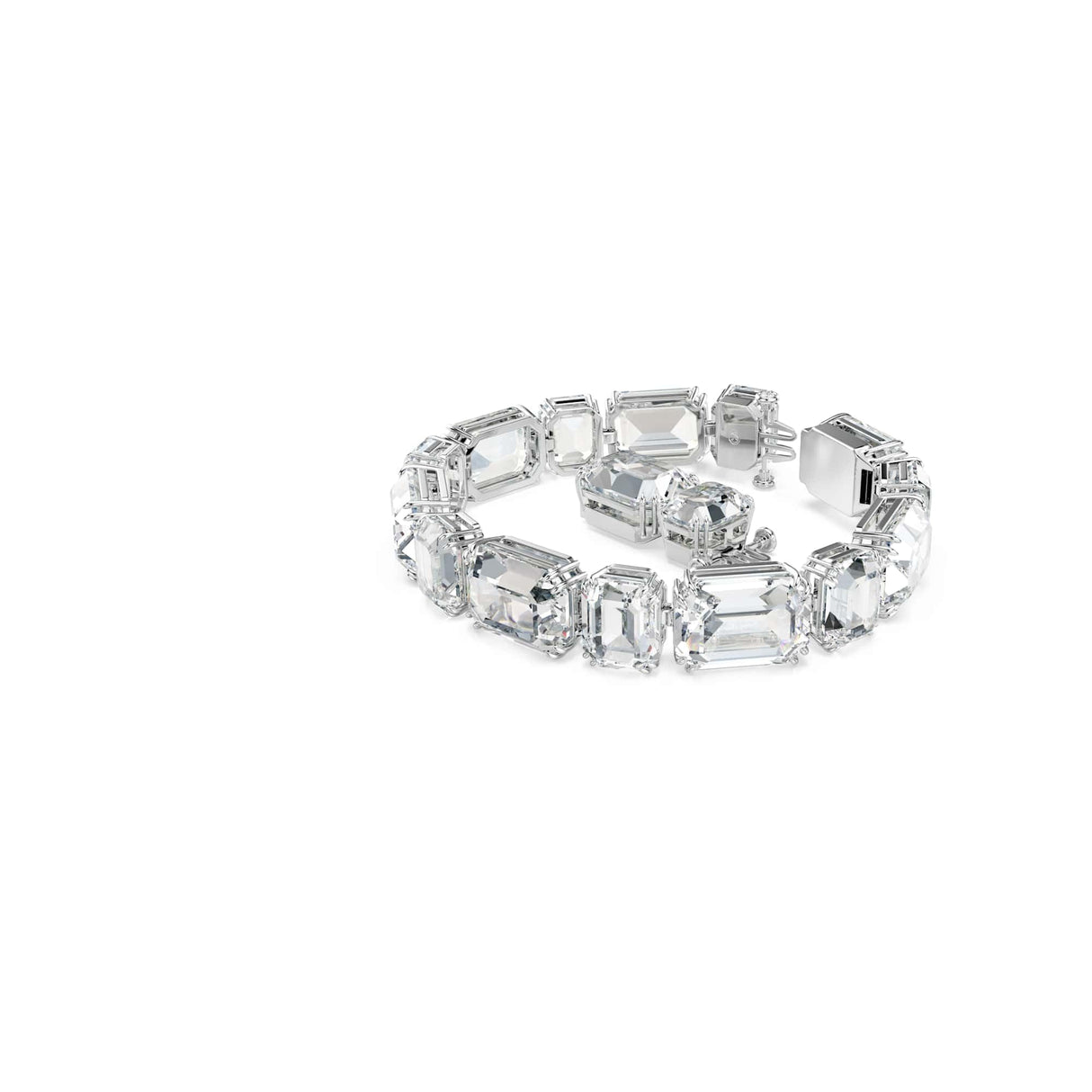 Swarovski Pulsera Tennis Millenia, Talla octogonal, Blanca, Baño de rodio