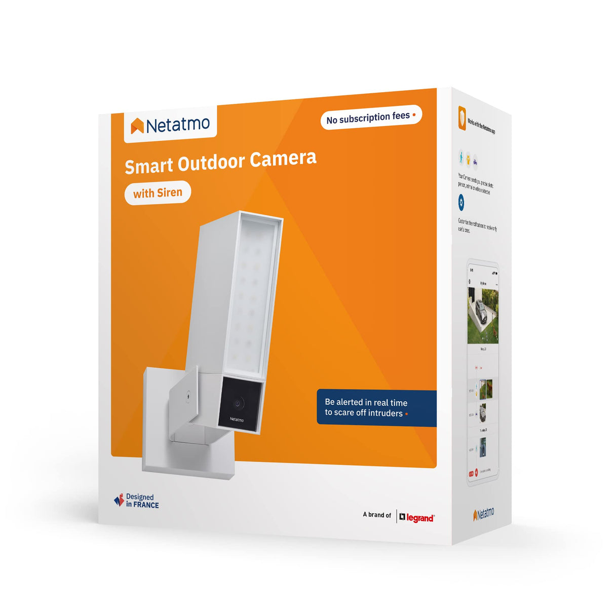 netatmo Cámara de vigilancia al Aire Libre Inteligente Sirena de 105dB, Wi-Fi, iluminación integrada, detección de Movimientos, visión Nocturna, sin suscripción, Blanco, NOC-S-W-IT