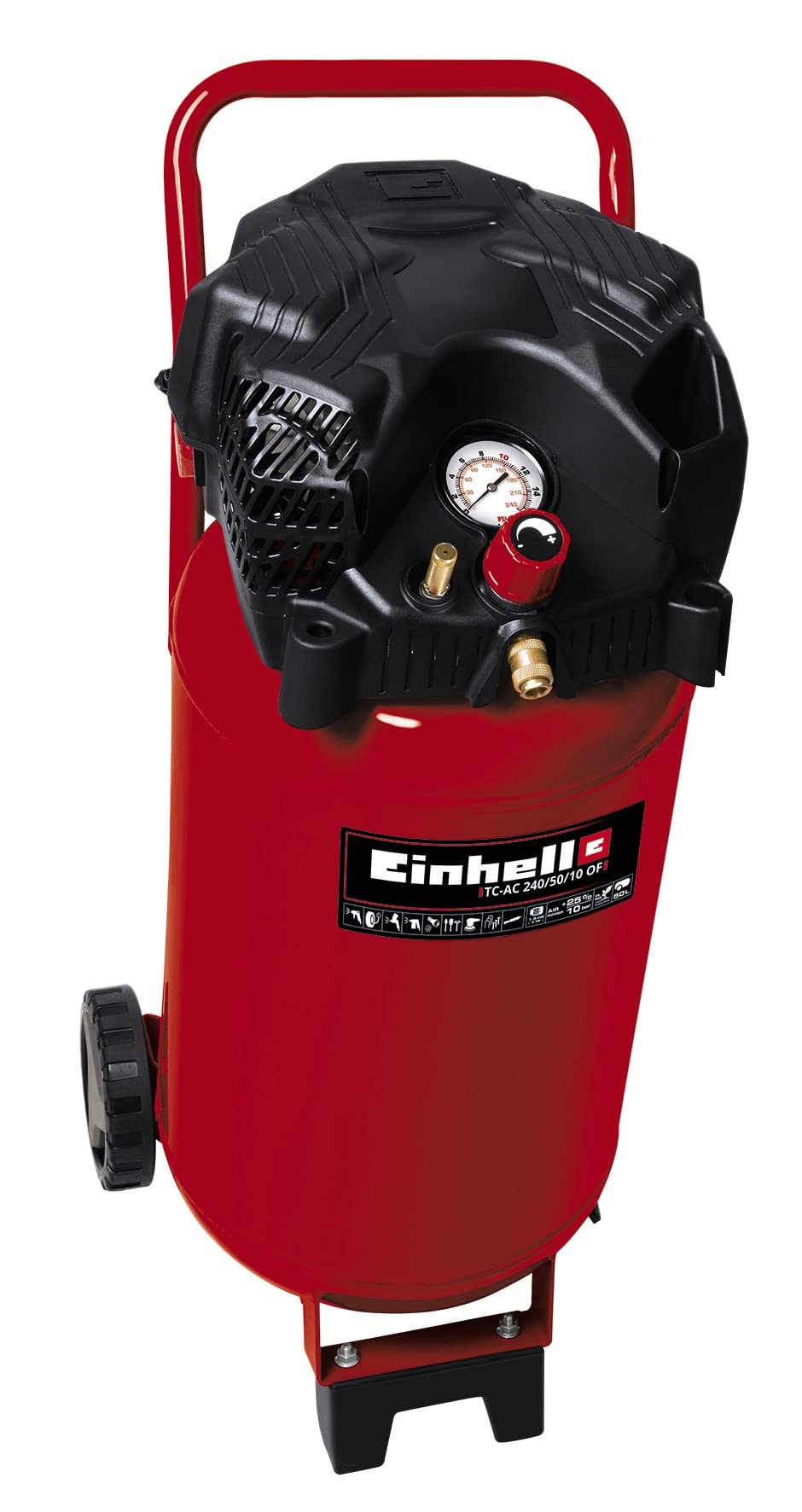 Einhell Compresor (1500 W, bajo nivel de aceite y mantenimiento, reductor de presión, manómetro)