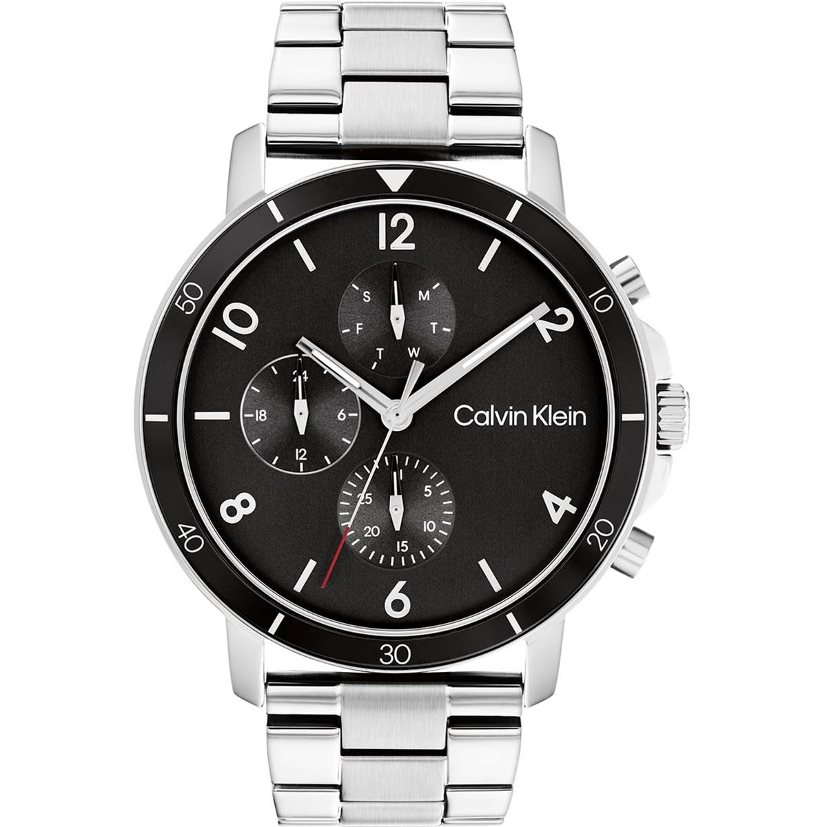 Calvin Klein Reloj Analógico de Cuarzo Multifunción para Hombre Colección Gauge Sport con Correa de Acero Inoxidable Plateada - 25200067