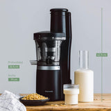 Panasonic Slow Juicer MJ-L700KXE, Exprimidora de Frutas Eléctrica, Jugo de Frutas y Verduras Enteras, Apertura de 75 mm, Diseño Elegante y Delgado, Conveniente, Negro