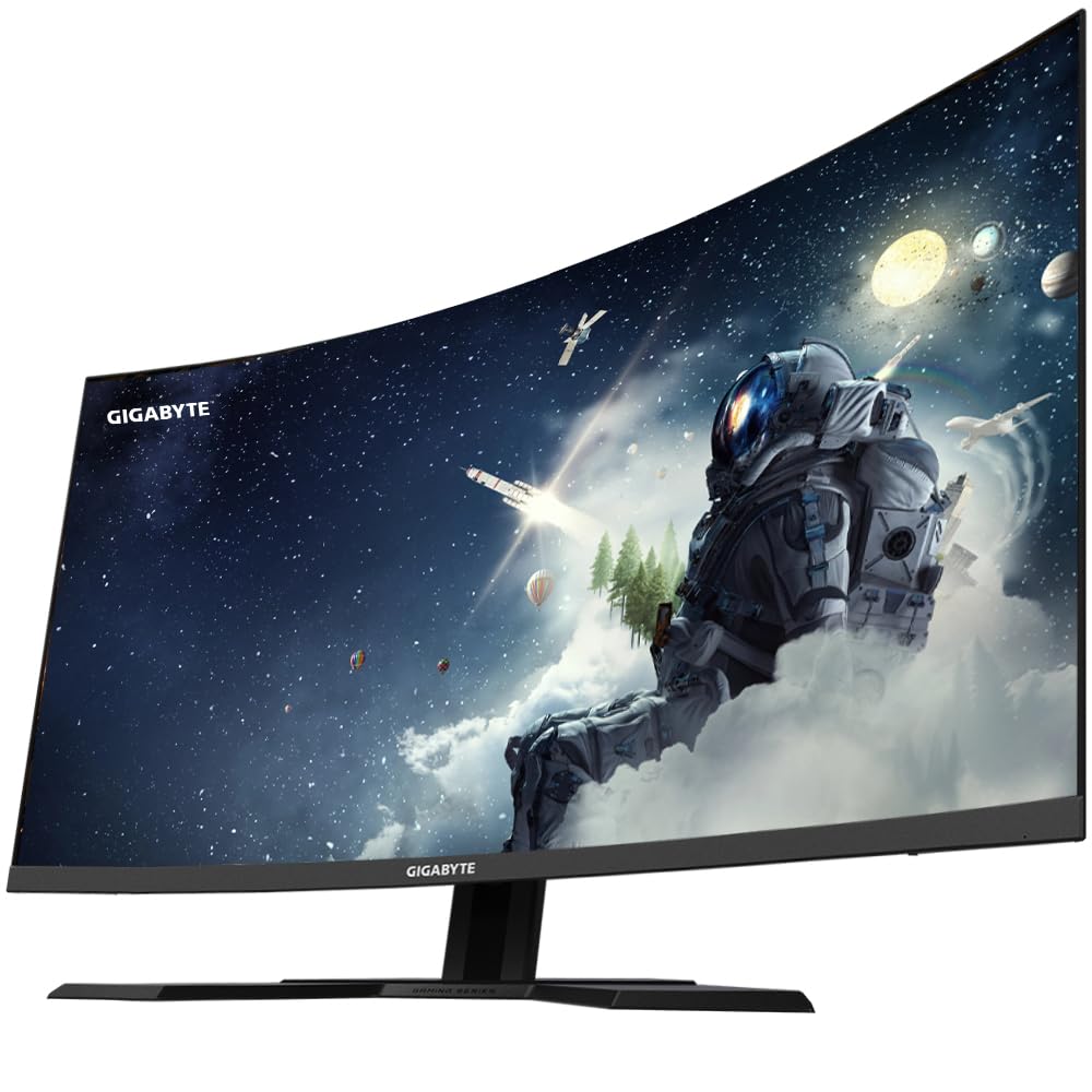 GIGABYTE G32QC A 31.5" Monitor de Juego Curvo QHD - 2560 x 1440, 1500R, 165Hz, 1ms, 350 cd/m², FreeSync Premium Pro, Display HDR400, HDMI 2.0, Displayport 1.2