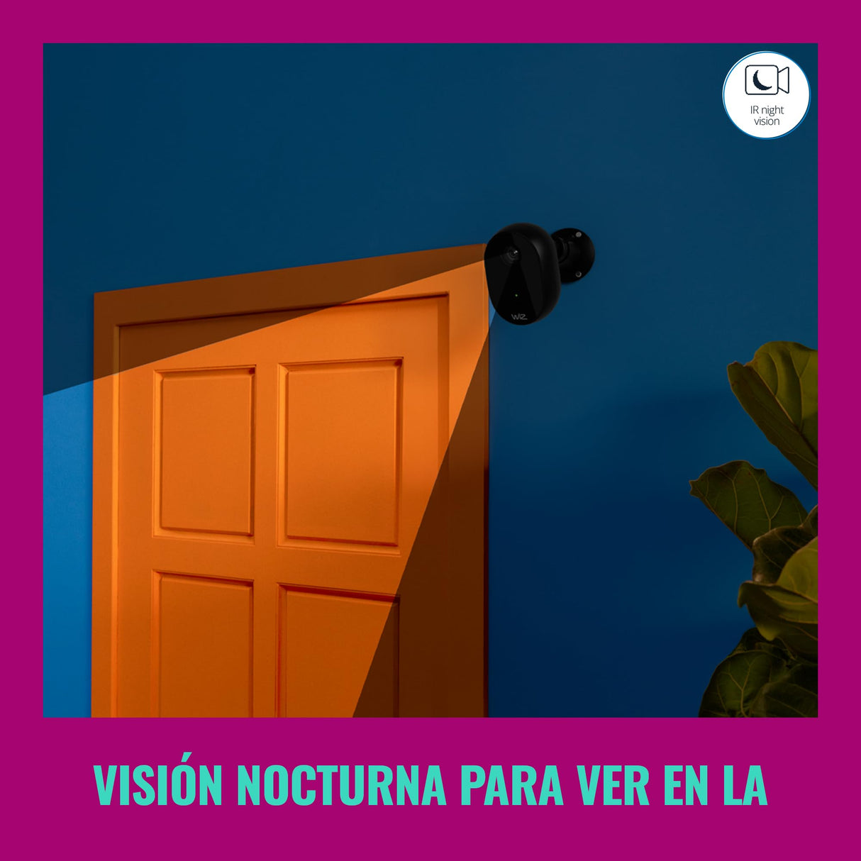 WiZ Cámara de Seguridad para Exteriores Vídeo Full HD, visión Nocturna IR, detección de Movimiento y Sonido, se Conecta a tu Wi-Fi, Control por Voz/App, Funciona con Google Home, Alexa y HomeKit.