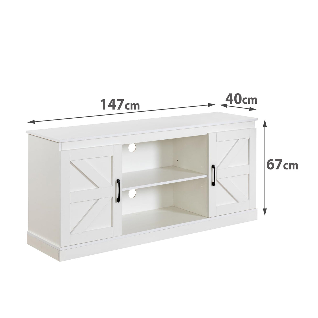 Zinus Wade Mueble TV - Mueble TV 147x67x40 cm - Unidad con mueble de almacenamiento - Blanco