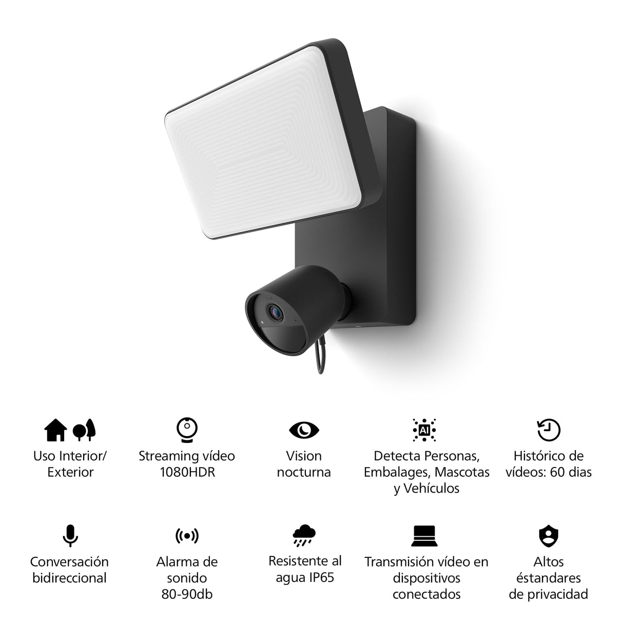 Philips Hue Secure - Cámara de Vídeo Vigilancia con Foco LED, resolución 1080p, Ideal para Exterior, fácil instalación, Audio bidireccional, Funciona con App