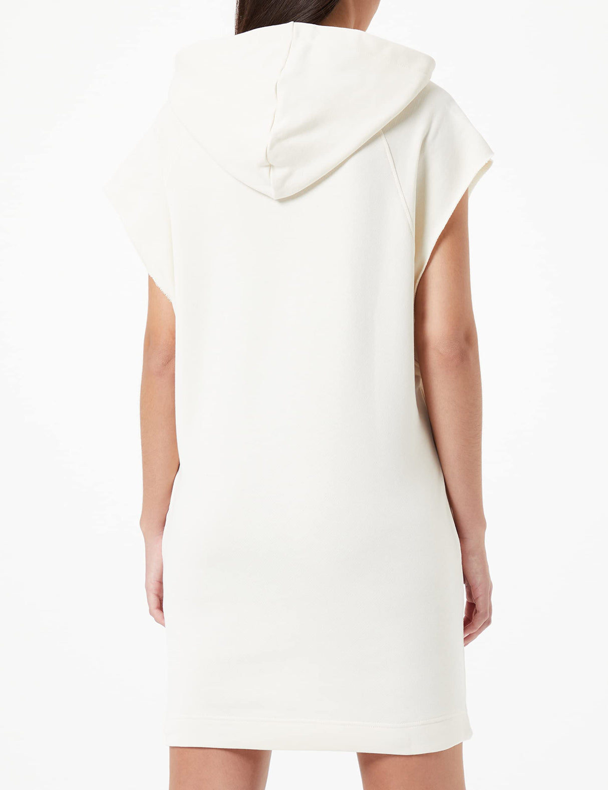 Love Moschino Vestido sin Mangas de Corte Relajado en Forro Polar 100% algodón con Bordado, Crema, 40 para Mujer