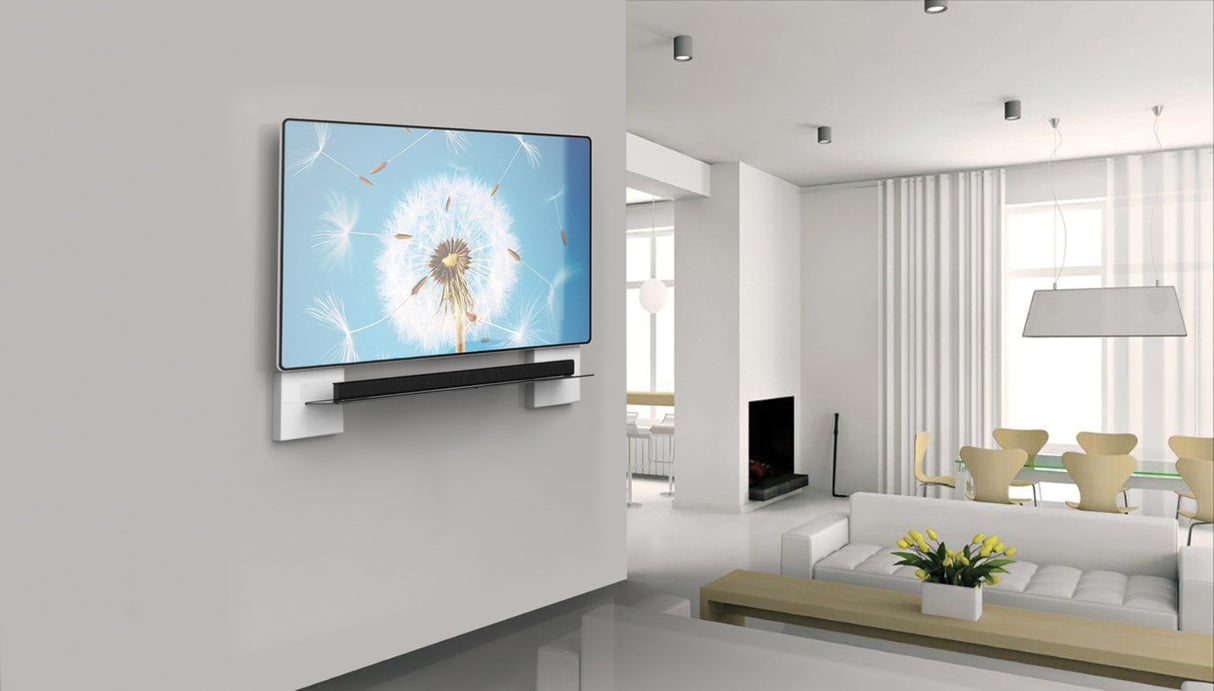 Meliconi Ghost Cube Soundbar Negro, Sistema de Cubierta de Cable Modular con Estante de Cristal para Barra de Sonido