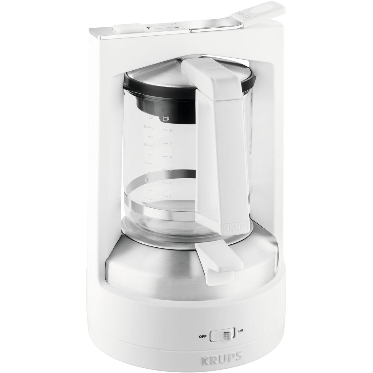 Krups KM468210 - Cafetera de goteo, 850 W, 1 L, acero inoxidable/vidrio, blanco