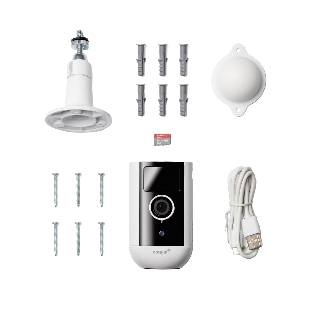 OMAJIN by Netatmo, Cámara Seguridad Interior Exterior 2K inalámbrica, Visión 140°, IP65 Waterproof, 64 SD/Cloud, Detección Humana/Movimiento, batería 9600mAh, Audio bidireccional, OWC-01