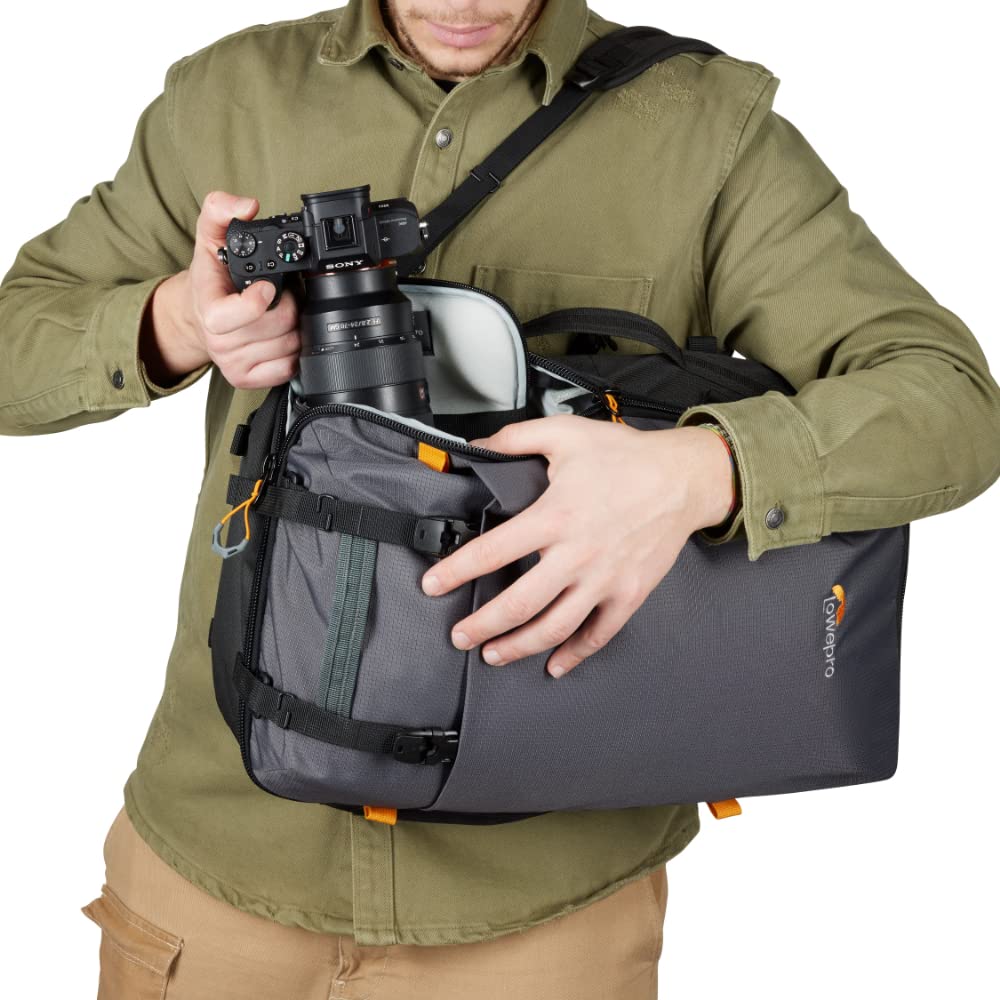 Lowepro Trekker Lite BP 250, Mochila para Cámara, con Inserto Extraíble, con Sistema de Correas para Accesorios, Negro, para Cámara Sin Espejo, Compatible con Sony Alpha 7, Gris