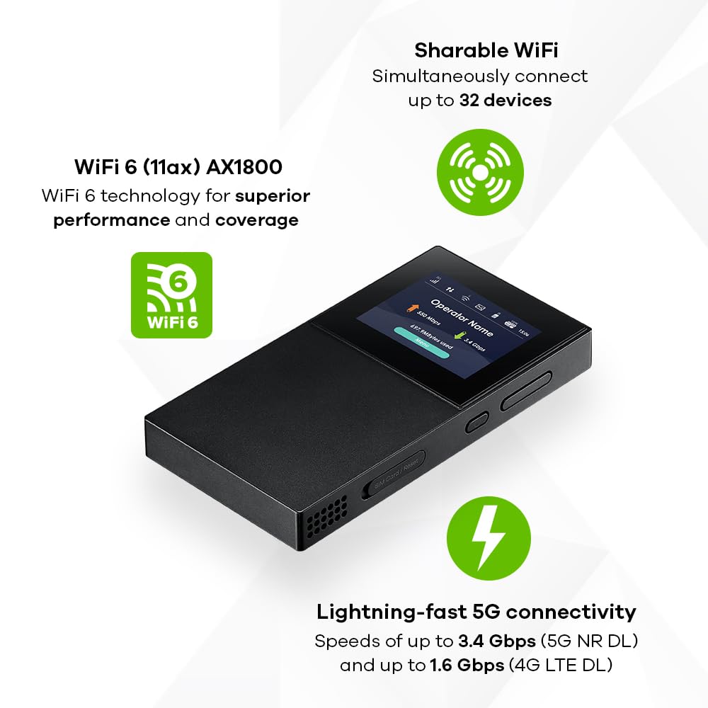 Zyxel 5G NR Router Portátil | WiFi 6 Banda Ancha de Alta Velocidad | Diseño Compacto [NR2301]
